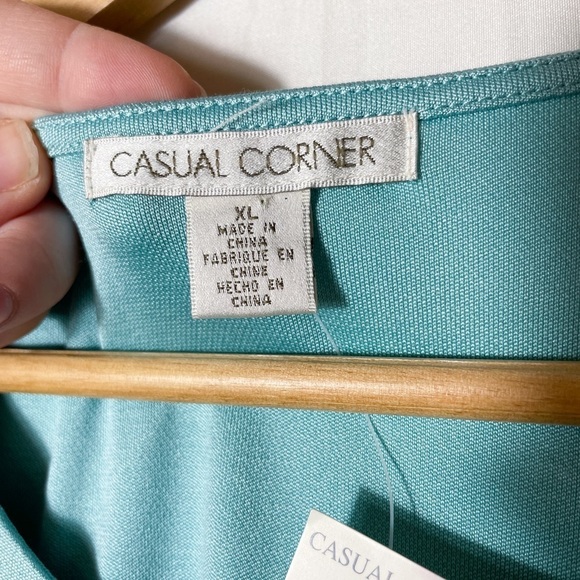 NWT Casual Corner aqua blue lined tank top sz. XL | cotton/ silk blend - Picture 4 of 6